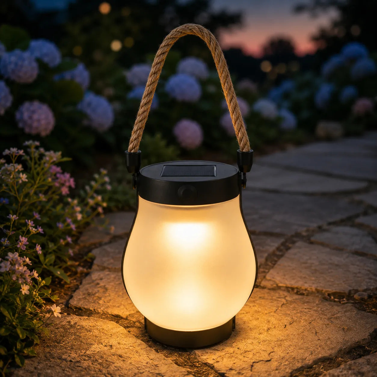 Lumvera – Nordic Solar Lantern with Flame Effect and Rope Handle