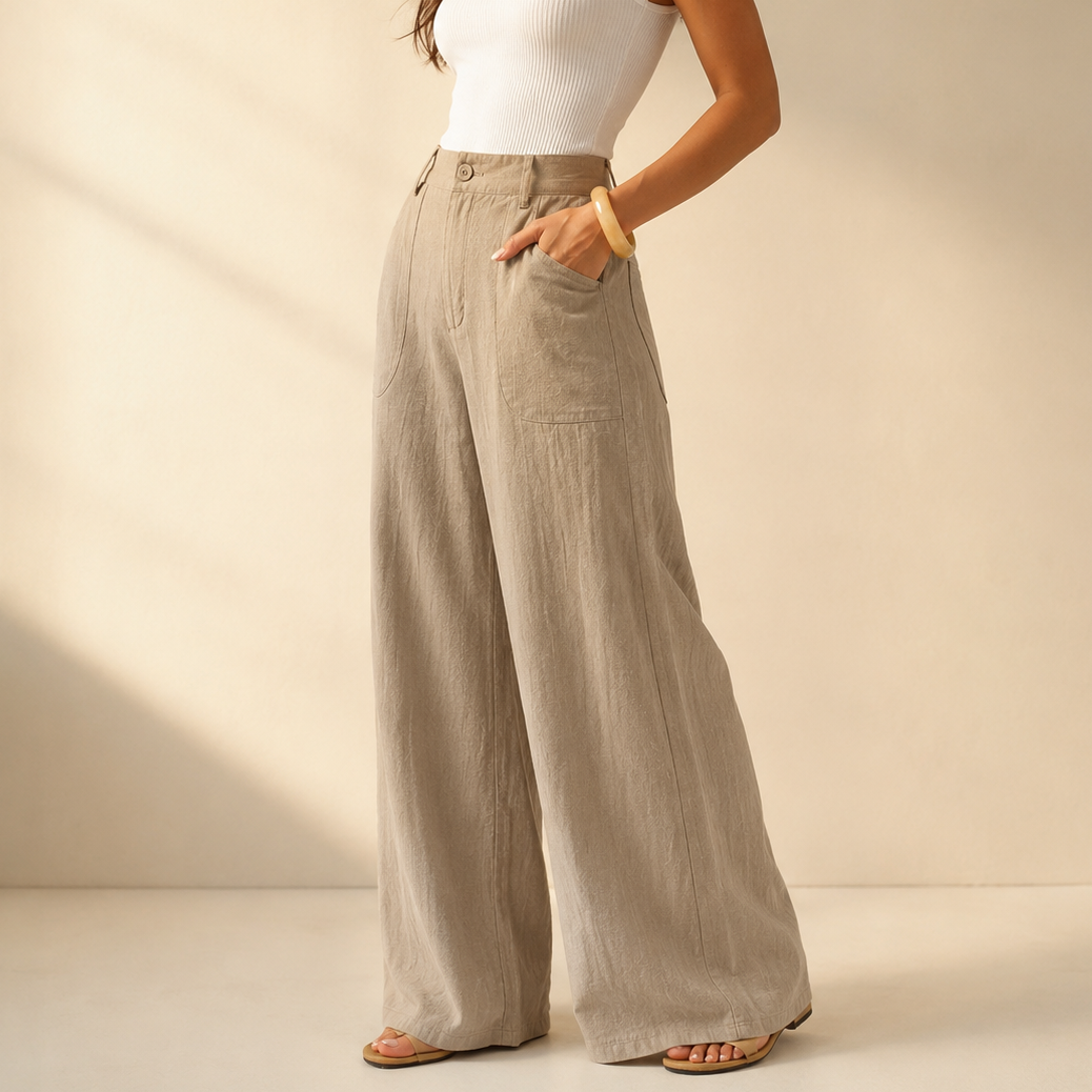 Solenne – High-Waist Wide-Leg Palazzo Pants – Lark & Clover
