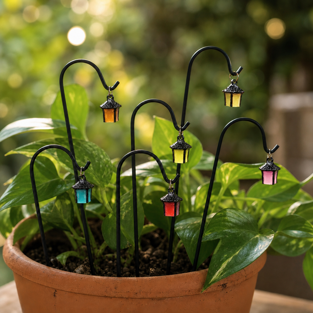 Duskwick – Glow-In-The-Dark Retro Lantern Plant Stake (7 Pcs