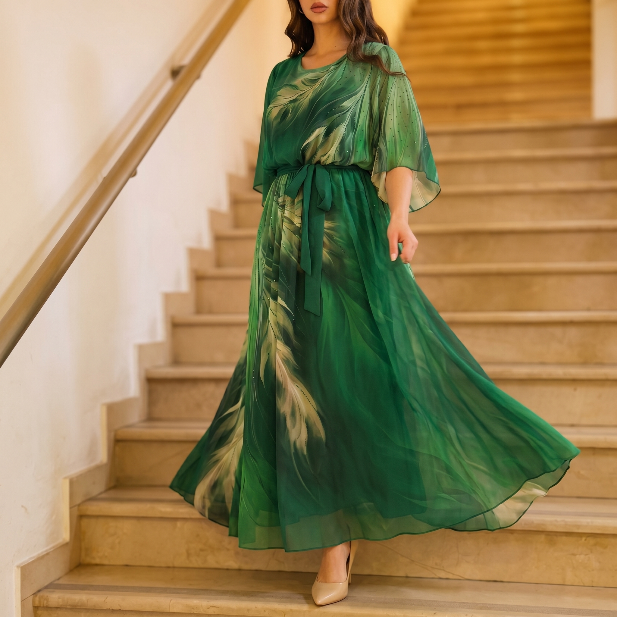 Aurelinea – Women's Painted Chiffon Maxi Dress – Lark & Clover