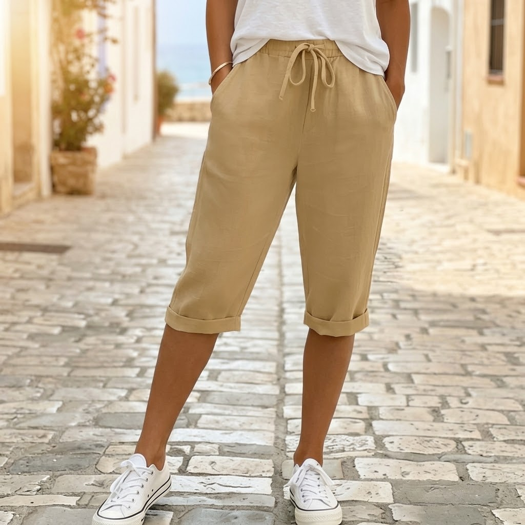 Solenna – Cotton-Linen Drawstring Capri – Lark & Clover