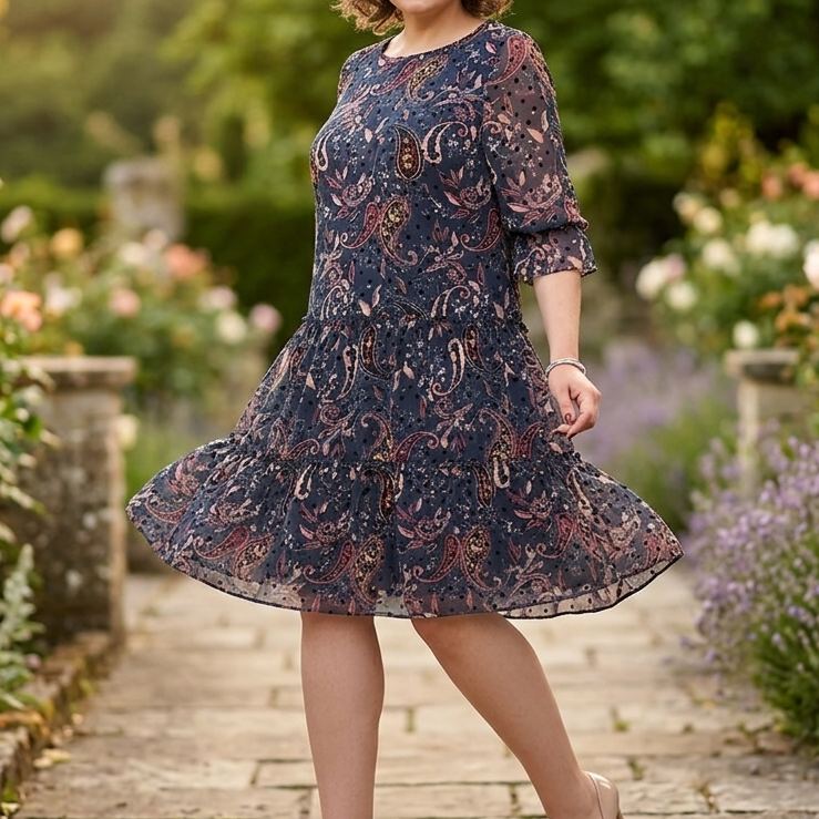 Floressa – Women's Tiered Chiffon Paisley Midi Dress