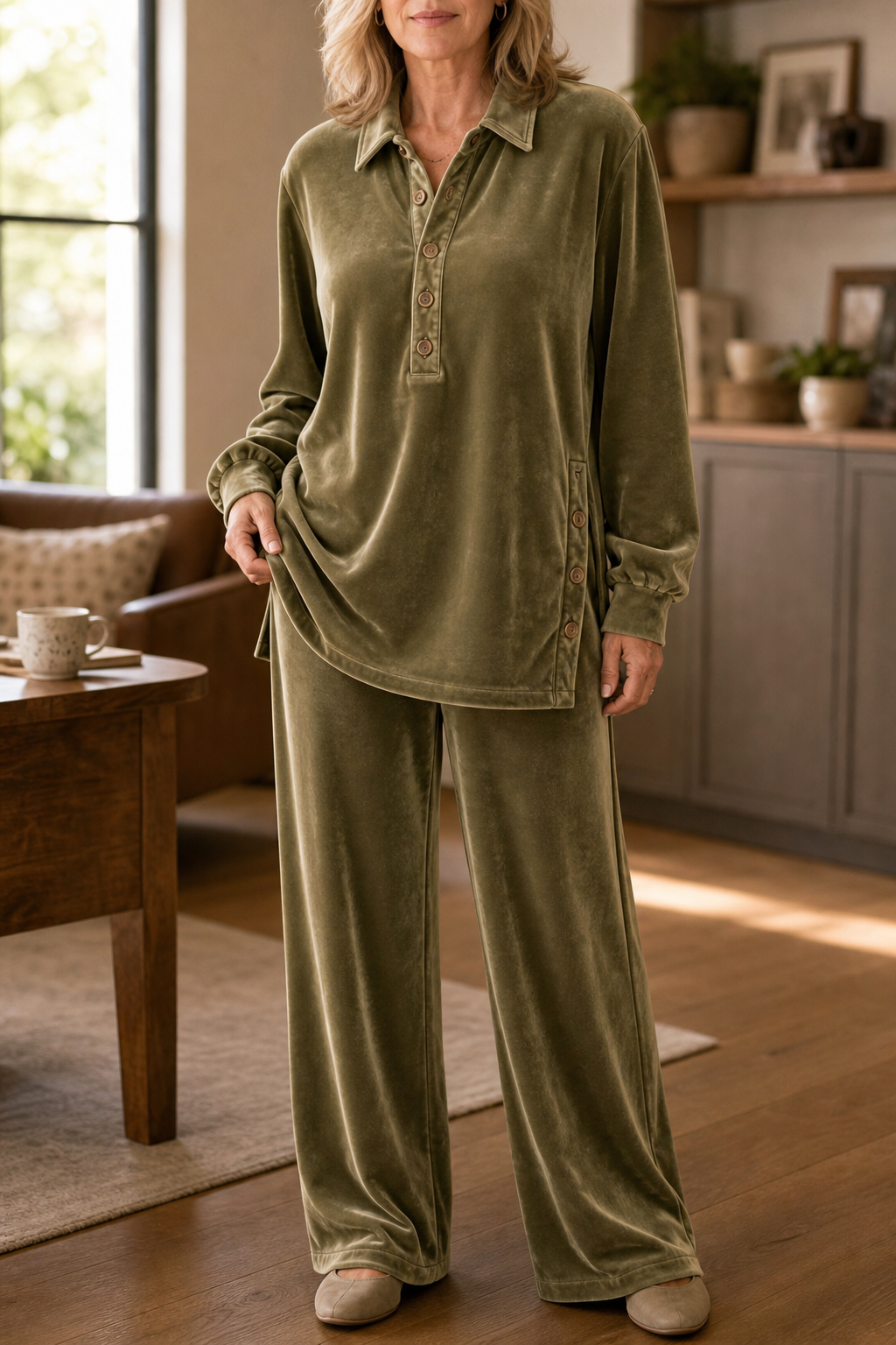 Velvetta – Oversized Velvet-Look Two-Piece Lounge Set – Lark & Clover