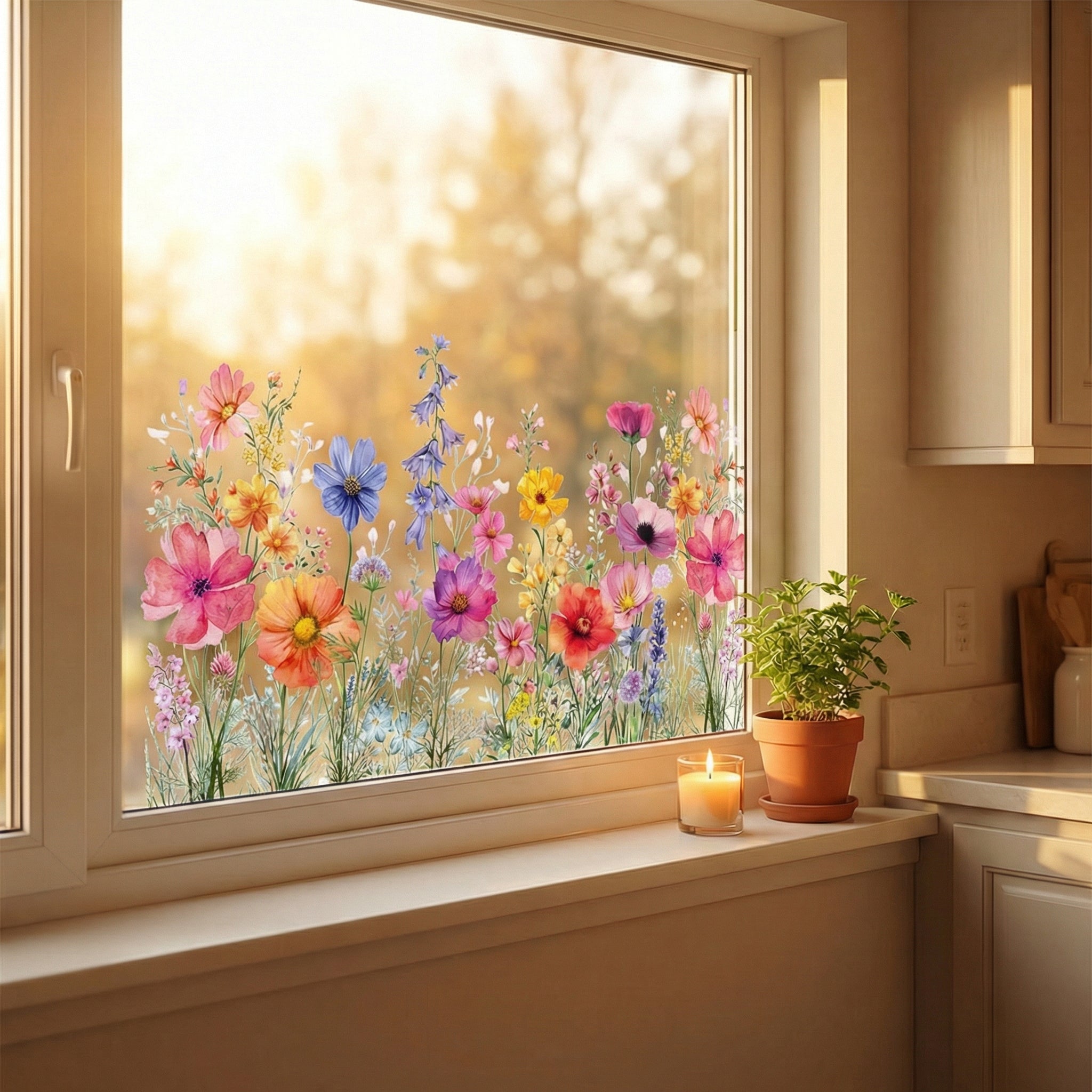 Florenza – Watercolor Wildflower Window Clings – Lark & Clover