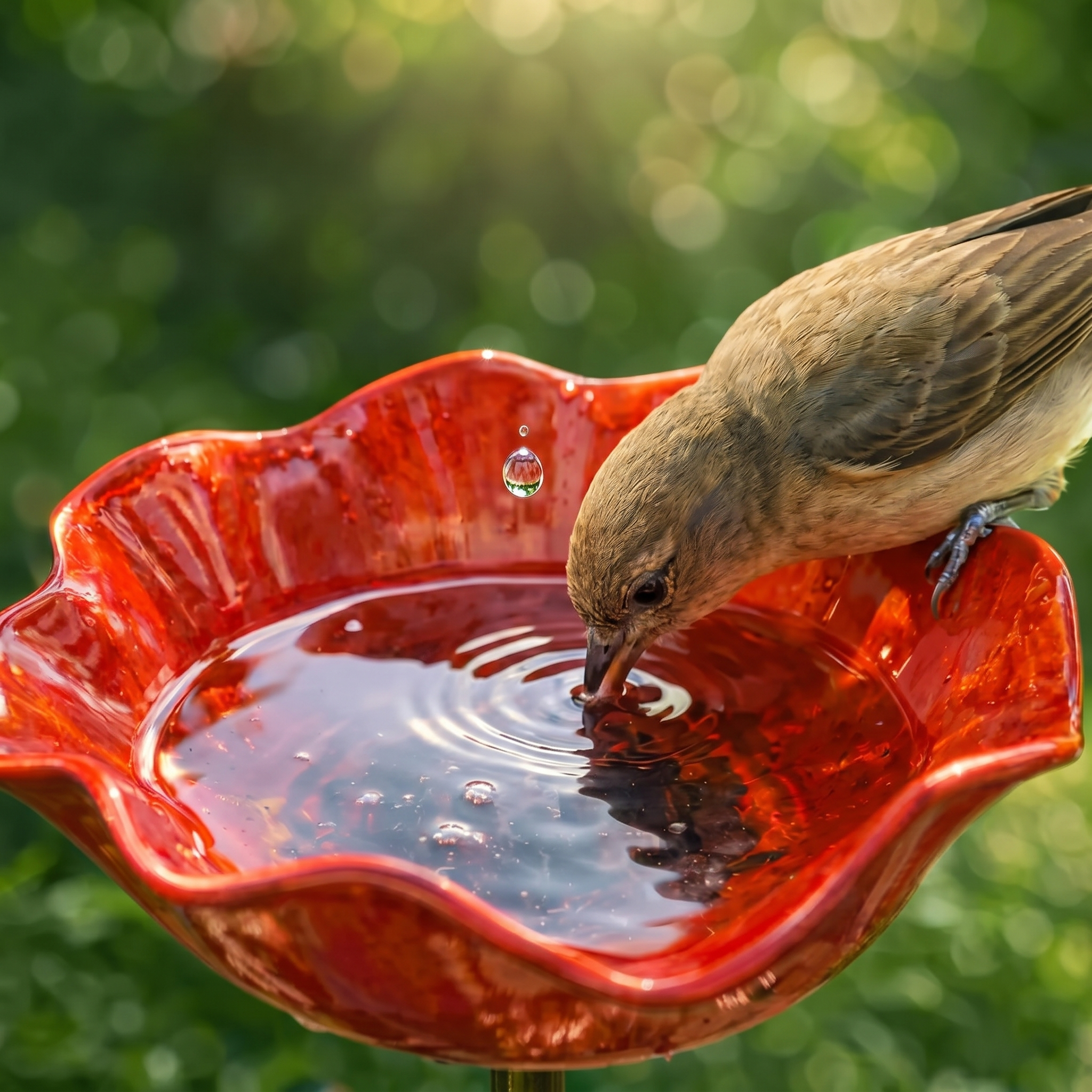 Petalune – Handcrafted Flower Bird Bath Garden Stake – Lark & Clover