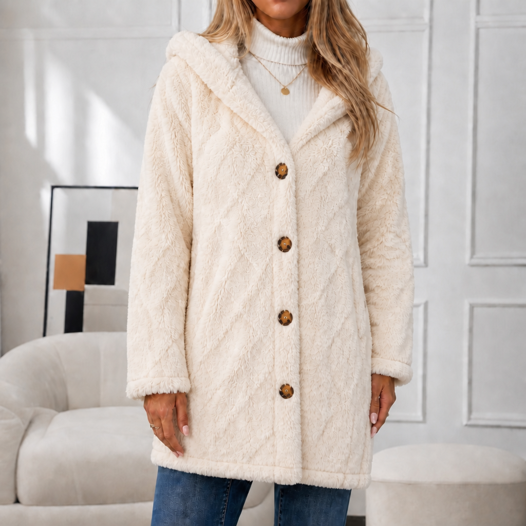 Wearbella – Diamond Jacquard Plush Hooded Coat – Lark & Clover