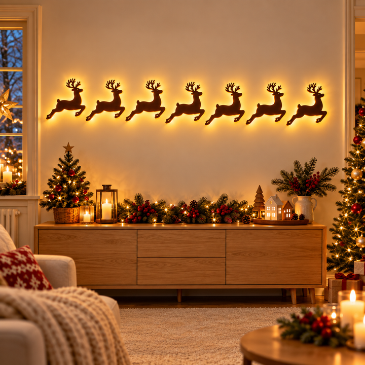 NoelGlow – Warm White LED Reindeer Wall Décor