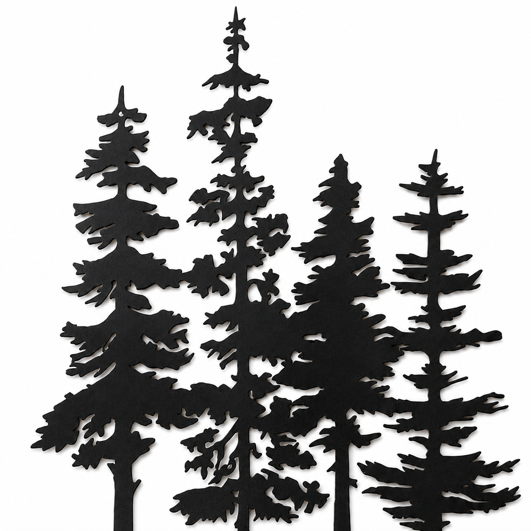 Duskgrove – Dimensional Pine Trees Metal Wall Art