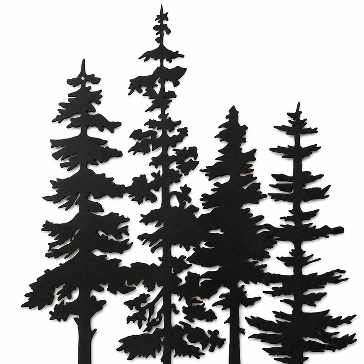 Duskgrove – Dimensional Pine Trees Metal Wall Art