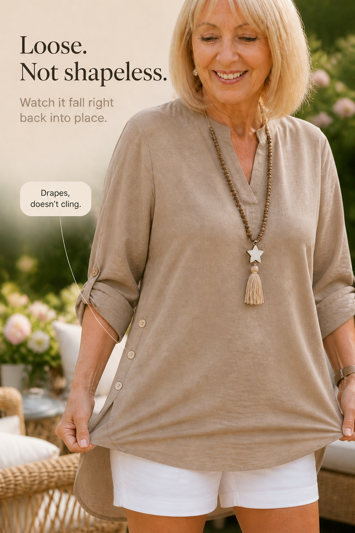 Easeline – Convertible Sleeve V-Neck Side-Button Top