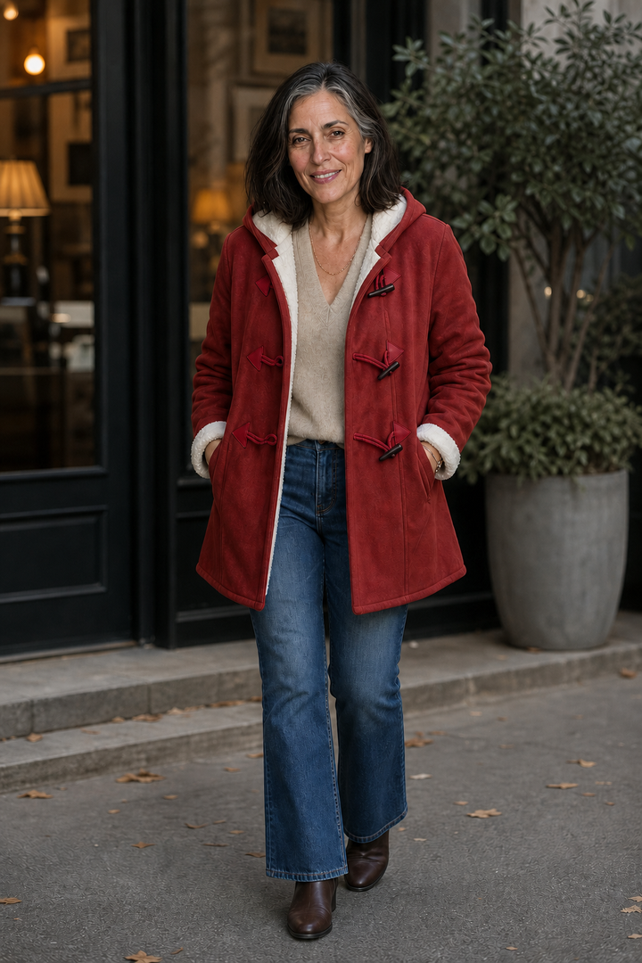 Suedeluxe – Hooded Faux Suede Coat With Plush Lining