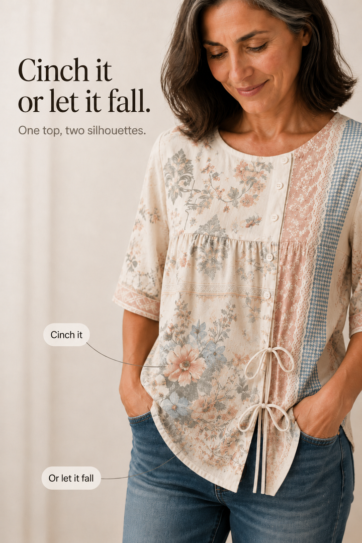 Ninetysecond – Retro Floral Side-Button Blouse