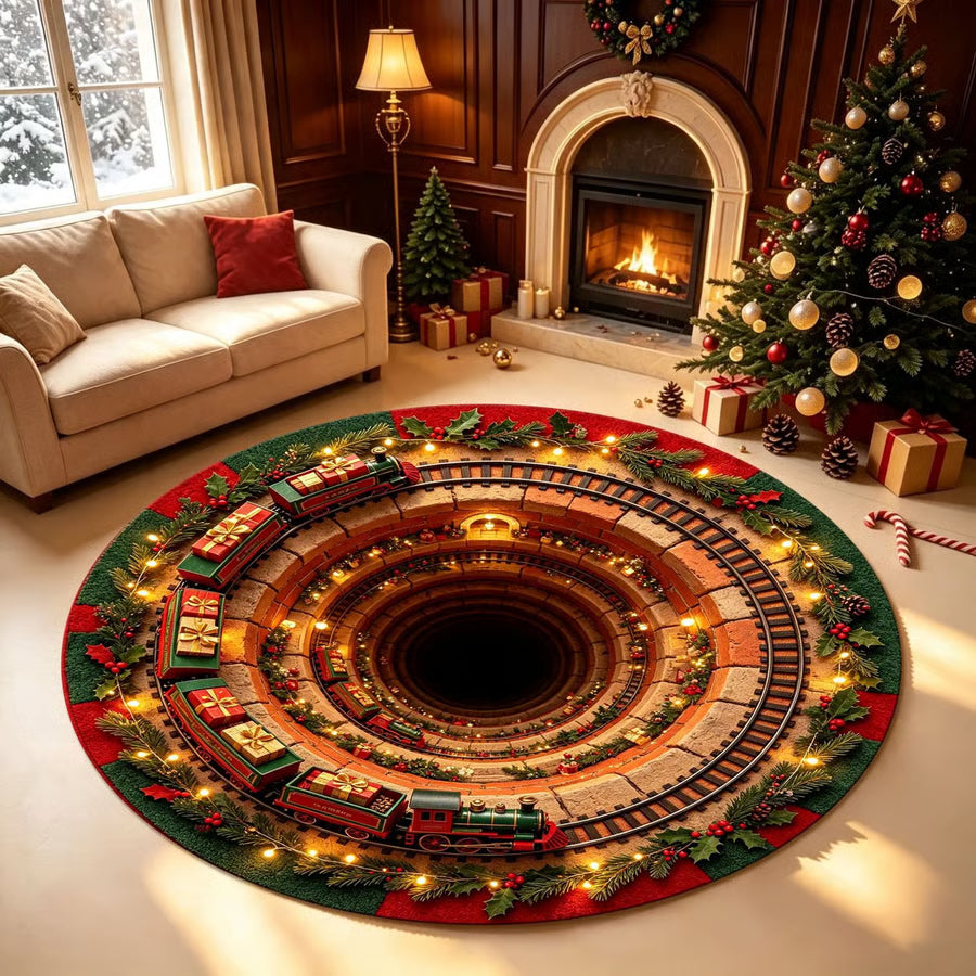 Merry Mirage – 3D Swirl Quilted Christmas Rug