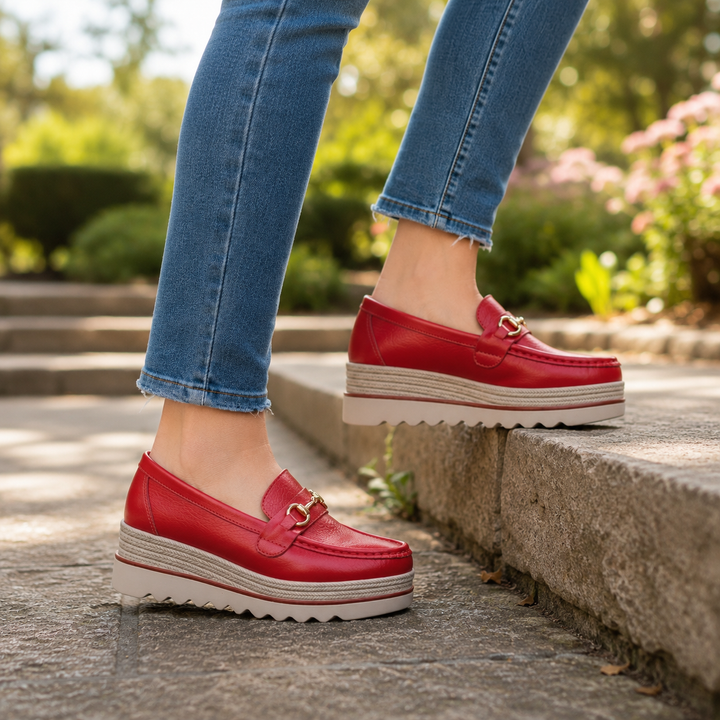 Clarelle – Steel-look Clasp Lug Sole Loafers