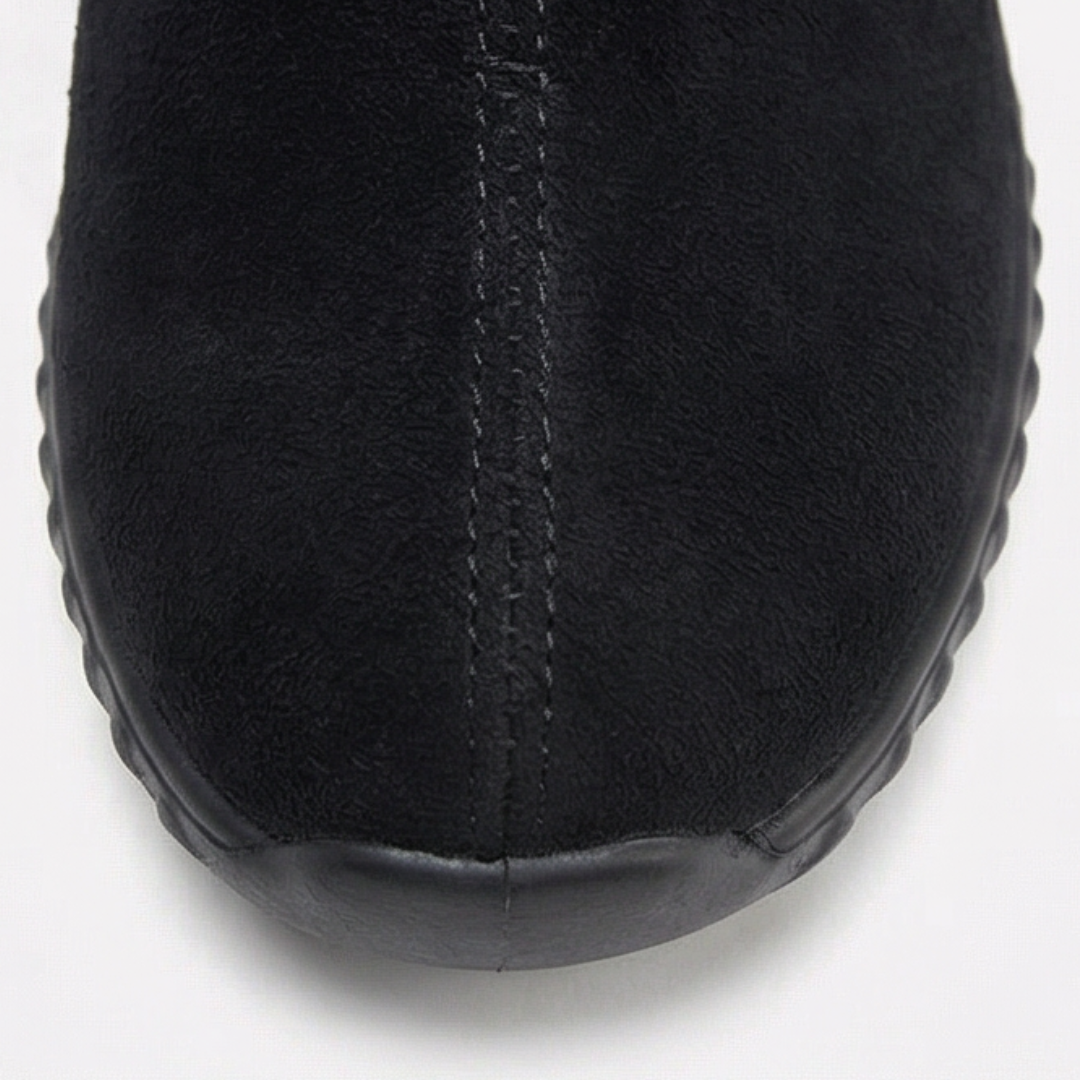 Cozella™ – Knit Cuff Suede Ankle Booties