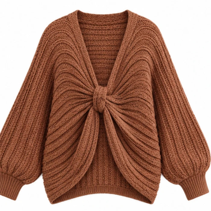 Twistly – Twist-Front Batwing Sleeve Cardigan