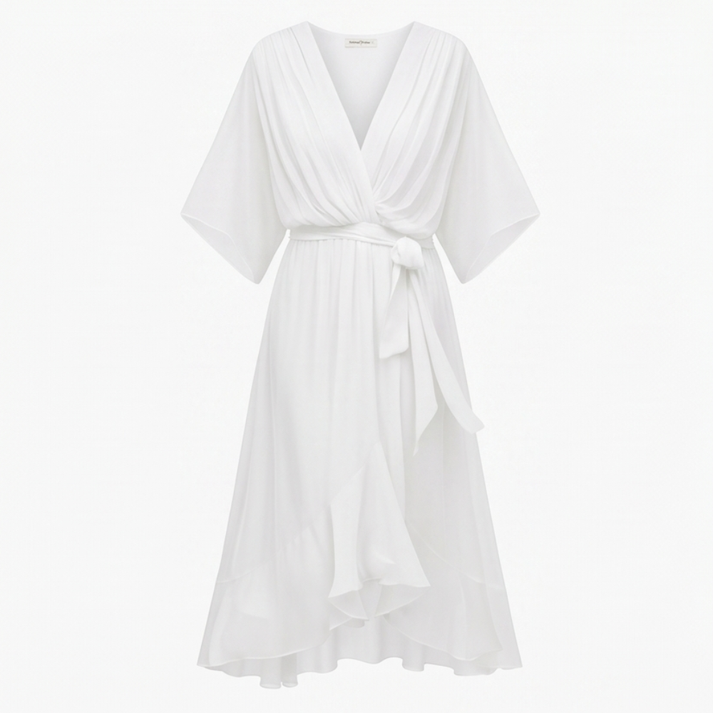 Mirabelle – Flowing V-Neck Midi Dress – Lark & Clover