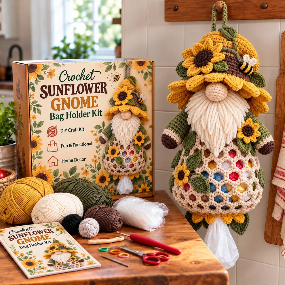 Gnome & Gather – Crochet Gnome Bag Holder
