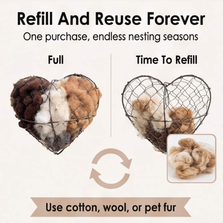 Nestara™ – Heart Shaped Bird Nesting Material Holder