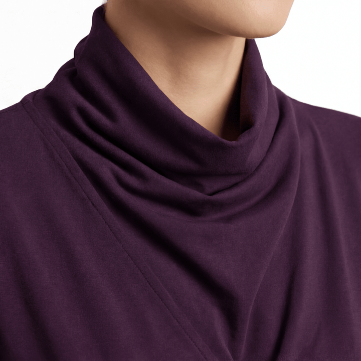 Florenne™ – Asymmetrical Draped High Neck Maxi Dress - Lark & Clover