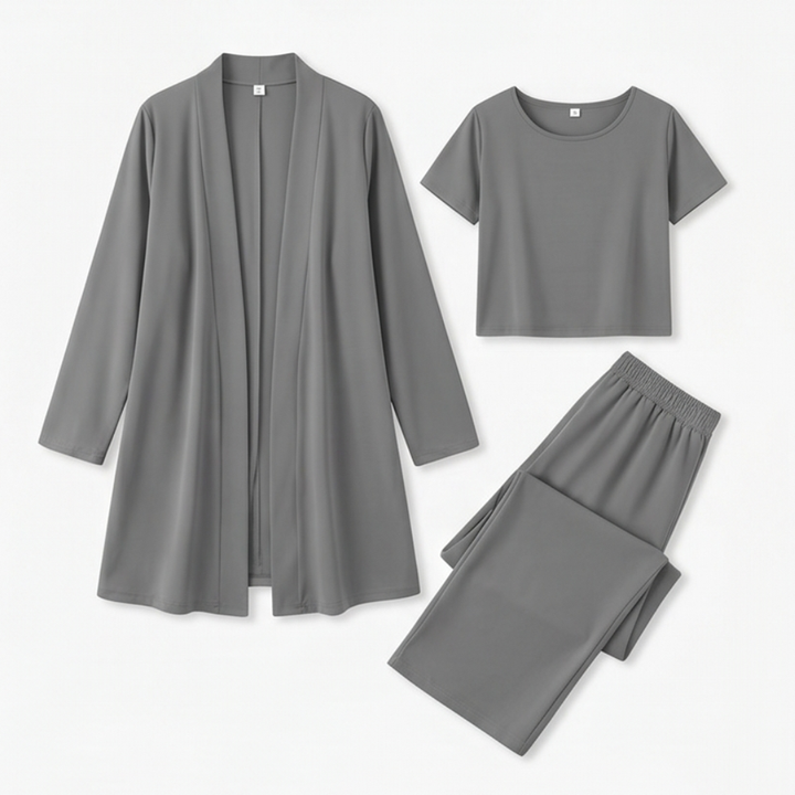 Maevelle™ Elegant 3-Piece Set with Drape Cardigan