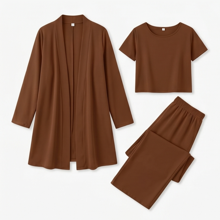 Maevelle™ Elegant 3-Piece Set with Drape Cardigan