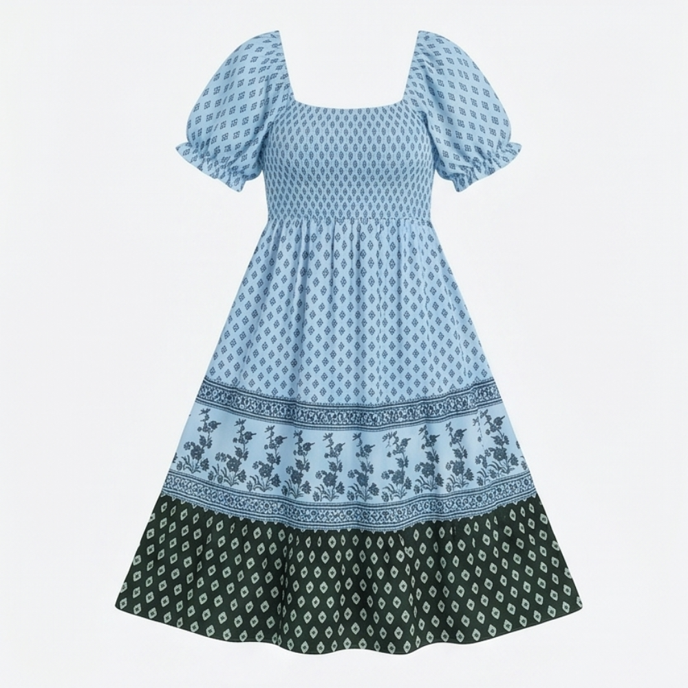Selaris™ – Smocked Puff Sleeve Maxi Dress