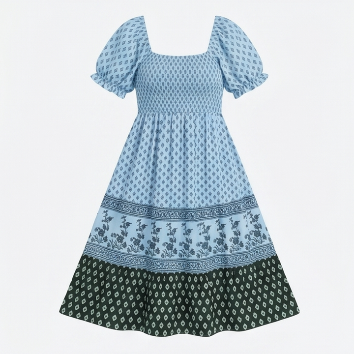Selaris™ – Smocked Puff Sleeve Maxi Dress
