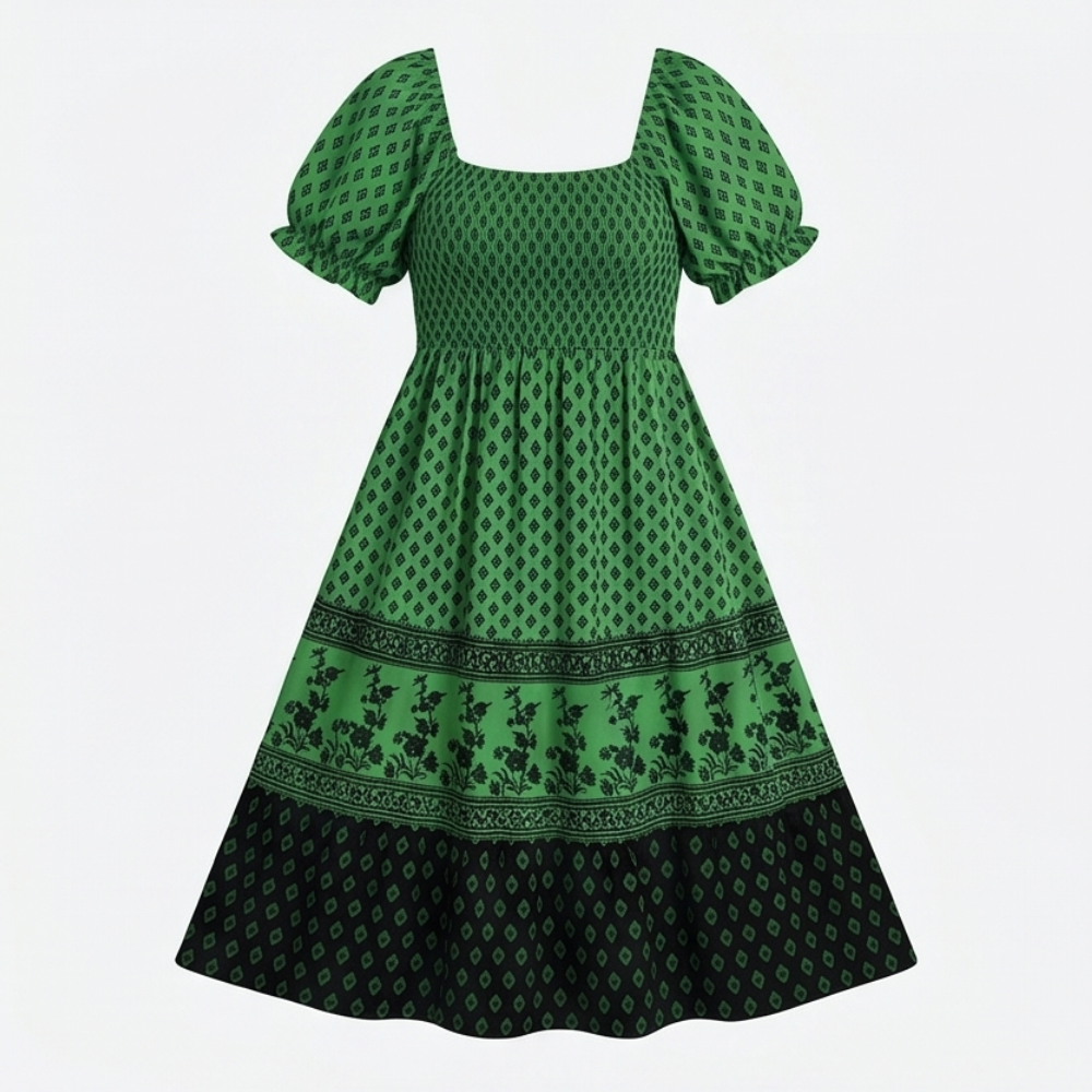 Selaris™ – Smocked Puff Sleeve Maxi Dress