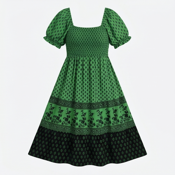 Selaris™ – Smocked Puff Sleeve Maxi Dress