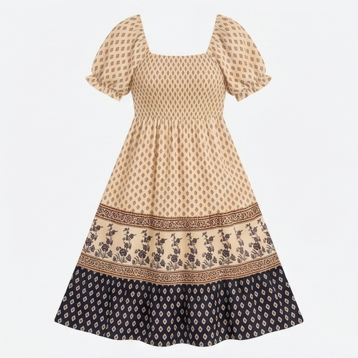 Selaris™ – Smocked Puff Sleeve Maxi Dress