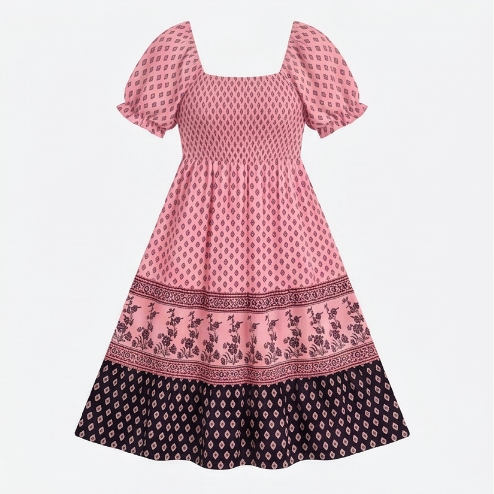 Selaris™ – Smocked Puff Sleeve Maxi Dress
