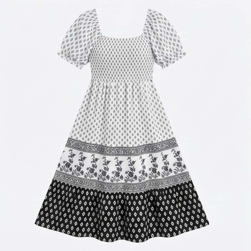 Selaris™ – Smocked Puff Sleeve Maxi Dress