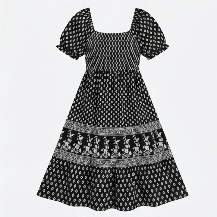Selaris™ – Smocked Puff Sleeve Maxi Dress