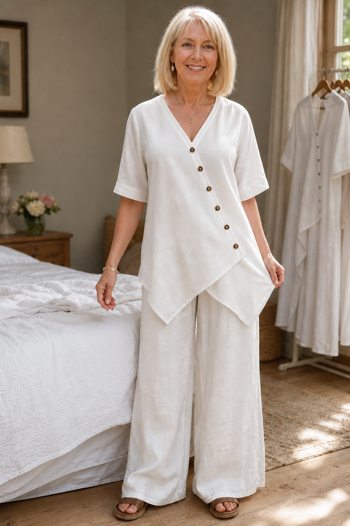 Wearbella – Wide-Leg Linen Top And Trouser Set