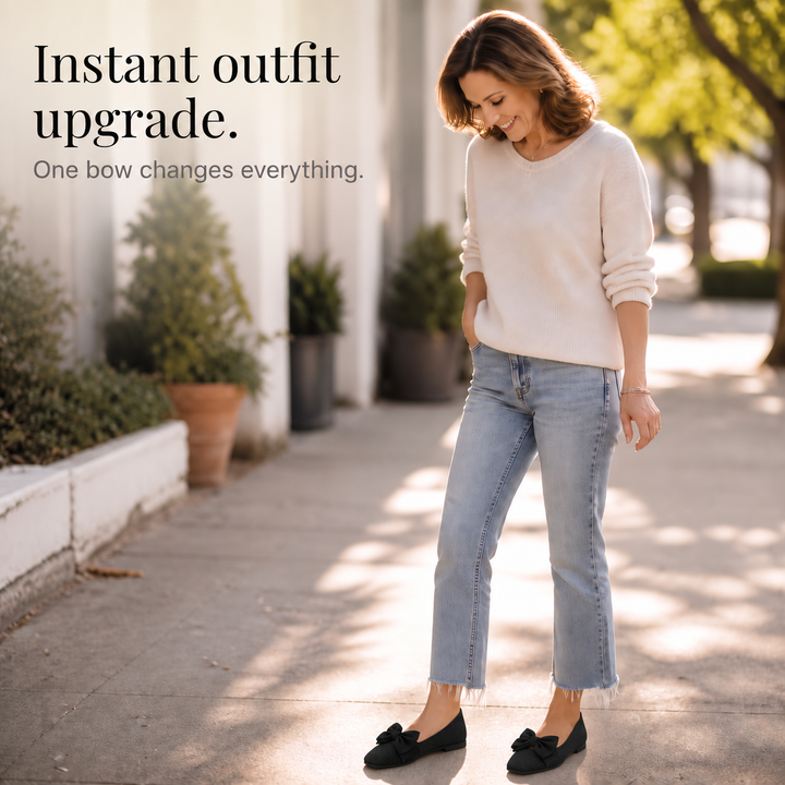 Bowelle – Knit Square-Toe Bow Flats