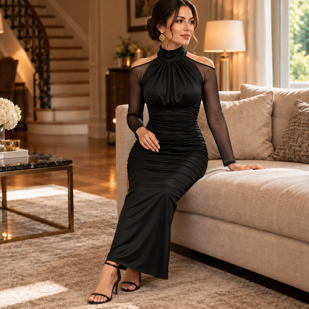 Elarian – Sheer Cold-Shoulder Mermaid Gown