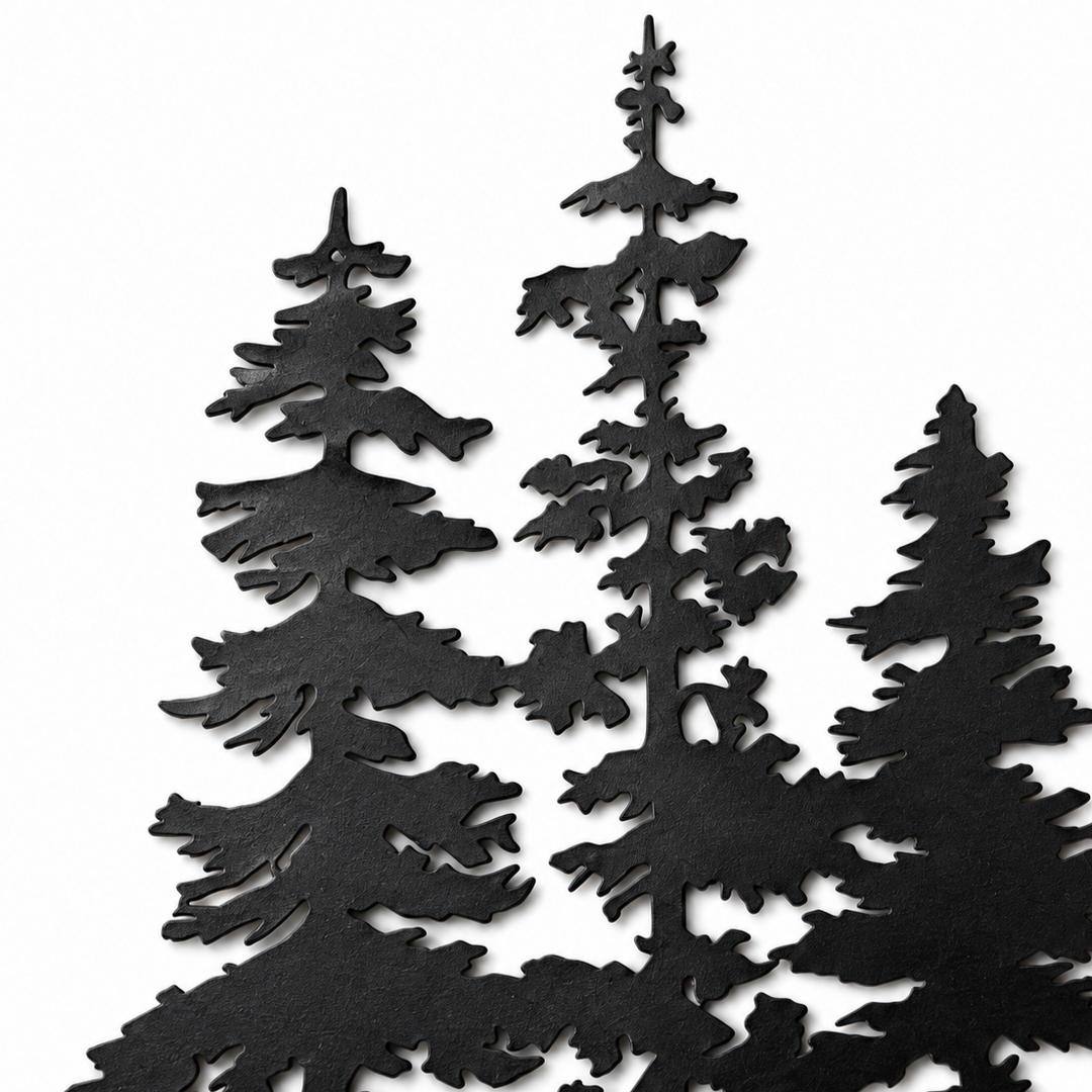 Duskgrove – Dimensional Pine Trees Metal Wall Art