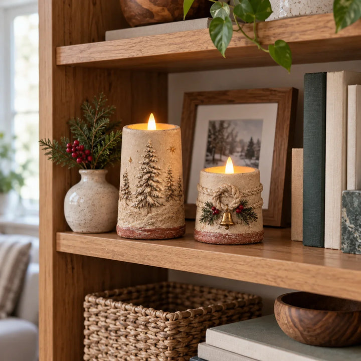 Hearthglow – Rustic Crackle-Finish Flameless LED Candle Set