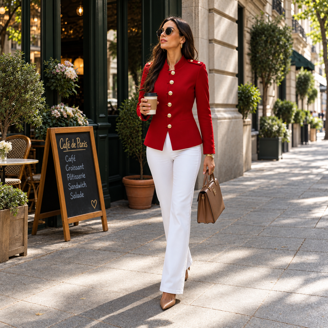 Wearbella – Gold Button Tailored Military Blazer