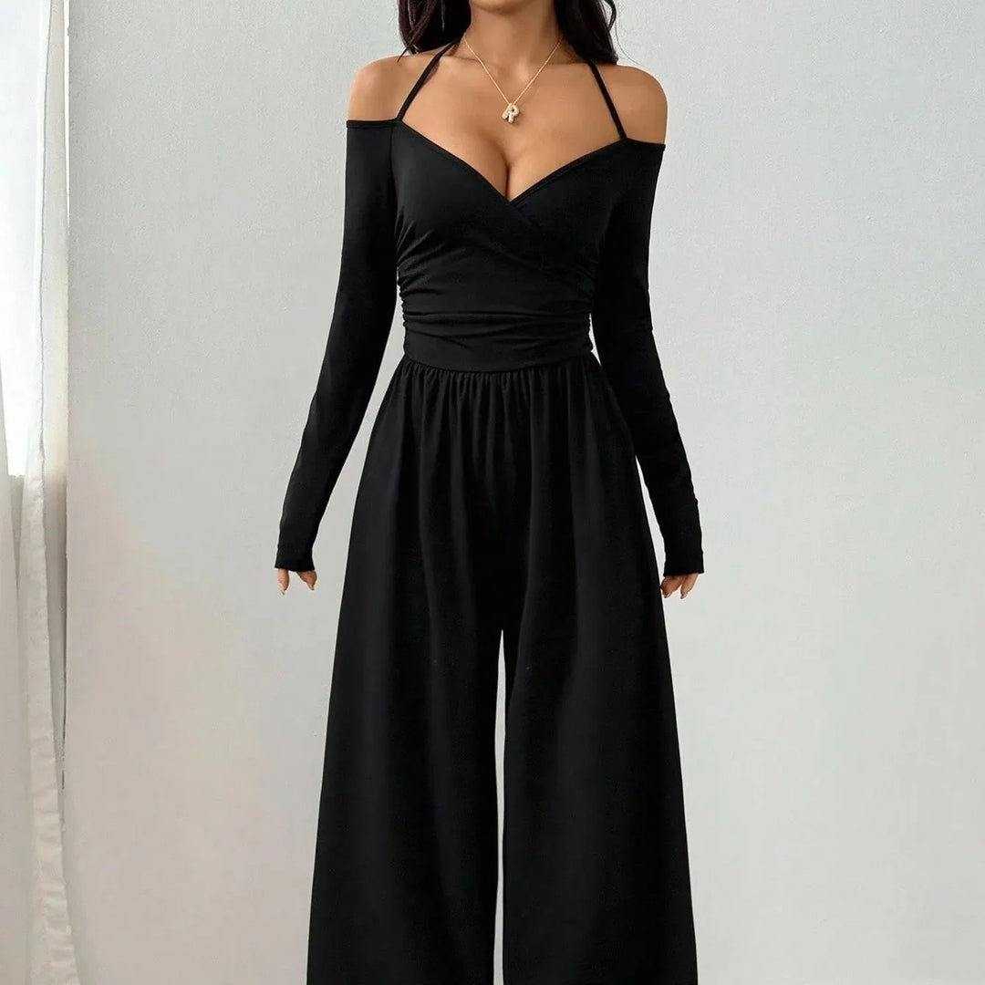 Elara – Off-Shoulder Wrap Wide-Leg Jumpsuit