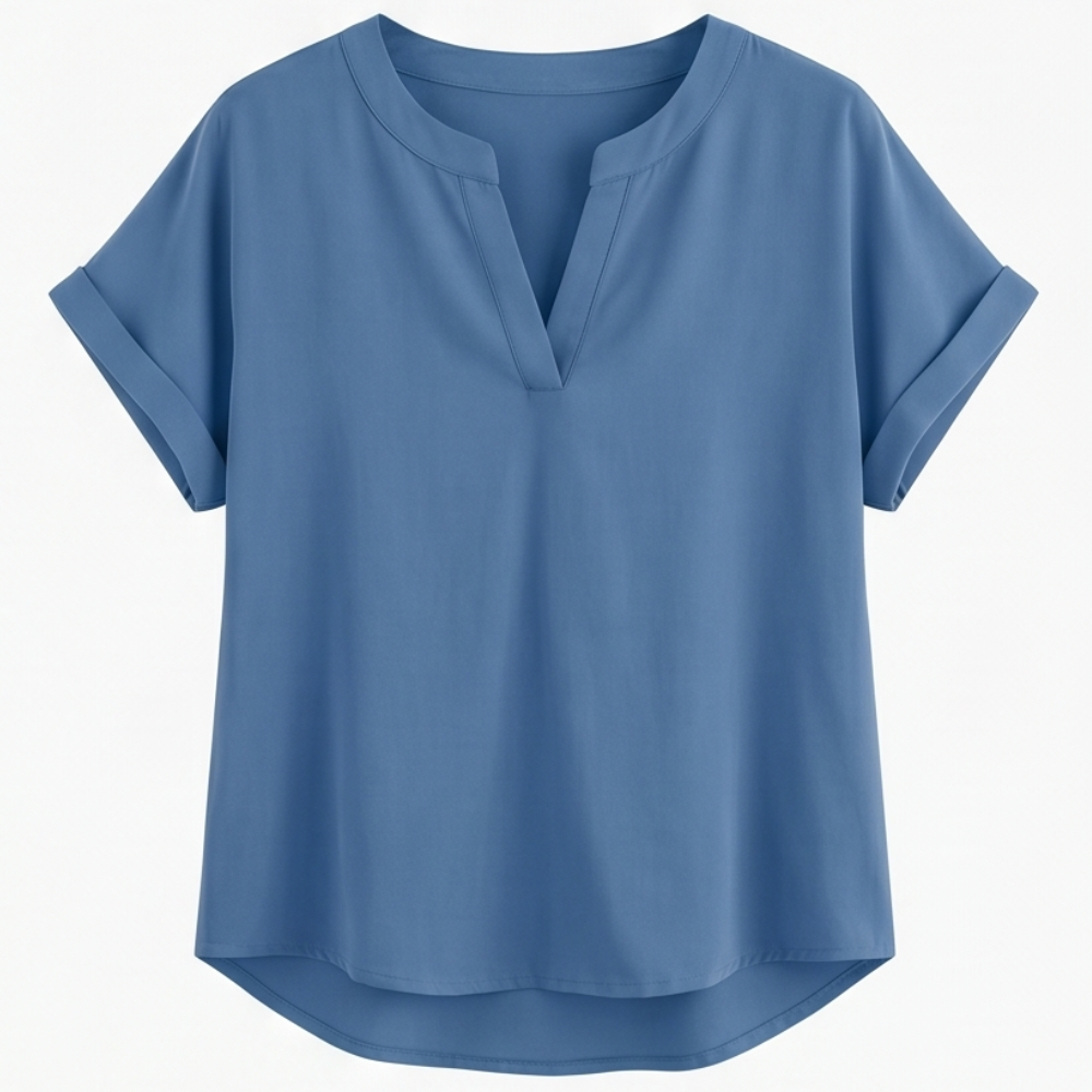 Solenne™ Soft Drape V-Neck Blouse for Everyday Wear