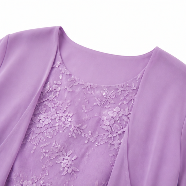 Lunavia™ Floral Lace Dress Set with Chiffon Shawl