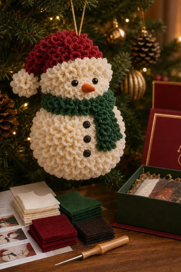 Tuftly – Fabric-Poke Snowman Christmas Ornament Kit