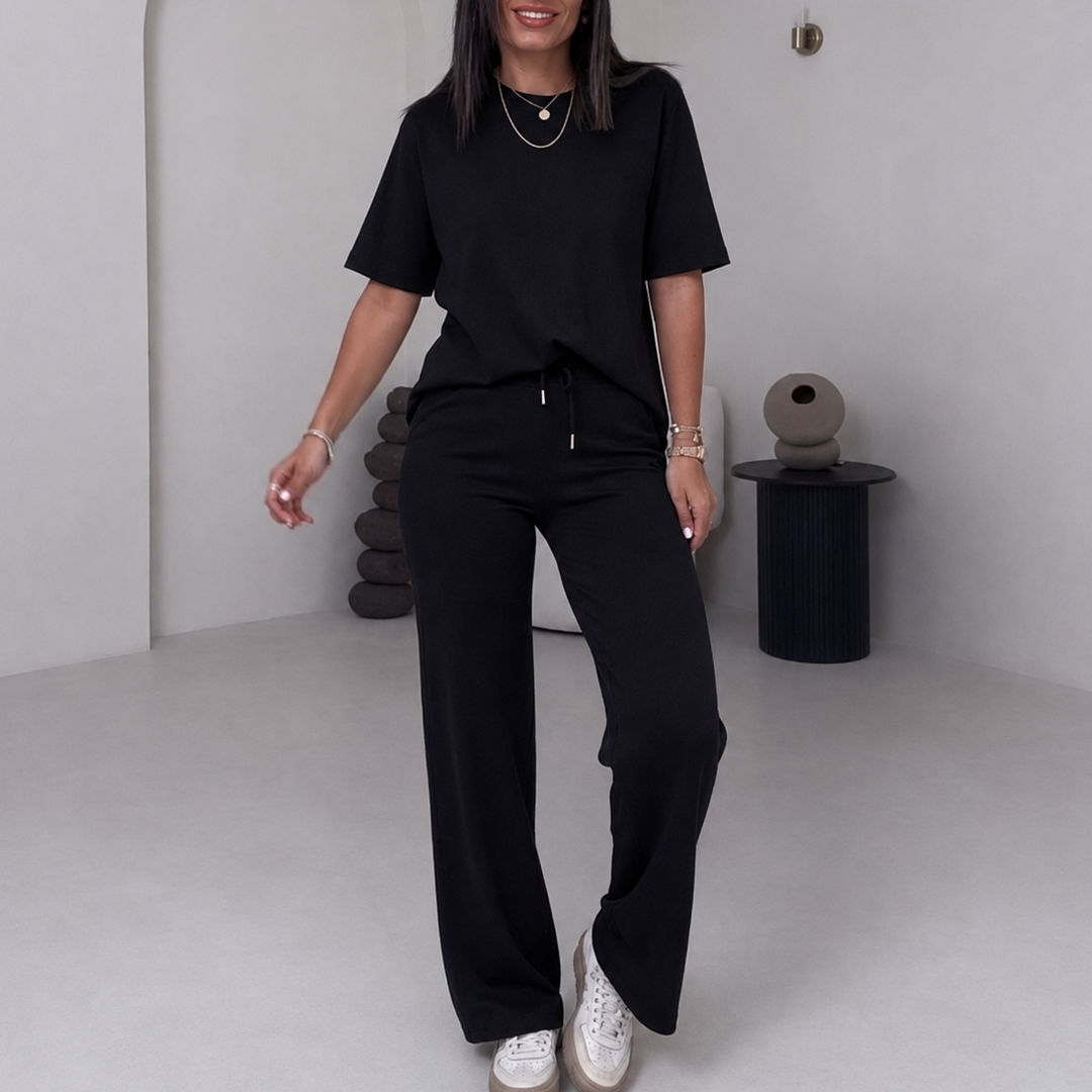 Wearday – Solid Short-Sleeve Top And Pants Set