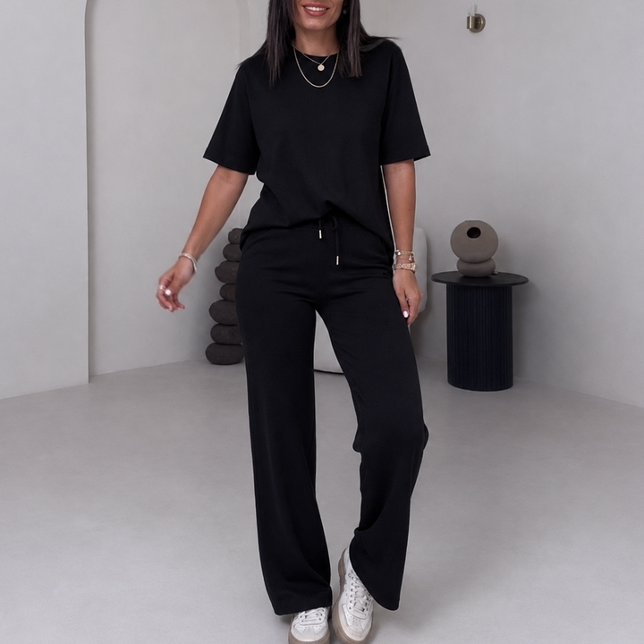Wearday – Solid Short-Sleeve Top And Pants Set