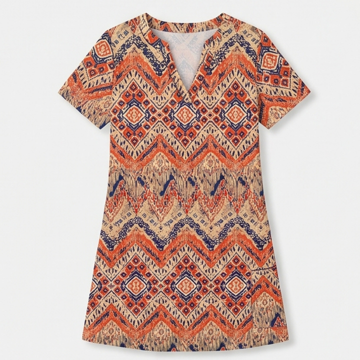 Veluna™ – V-Neck Floral Dress with Pockets