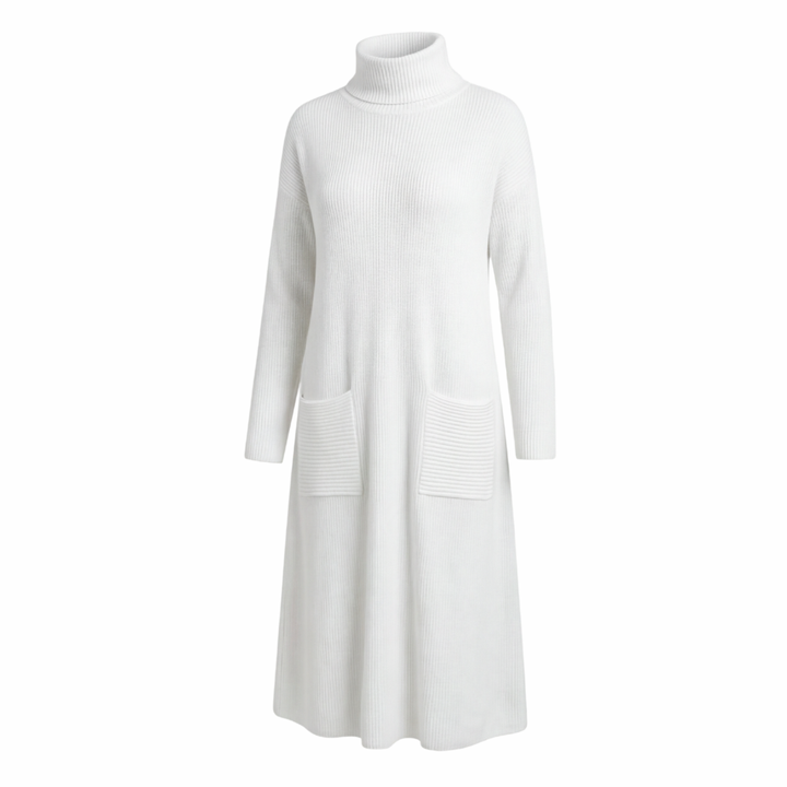 Velara™ - Relaxed Turtleneck Sweater Dress with Pockets