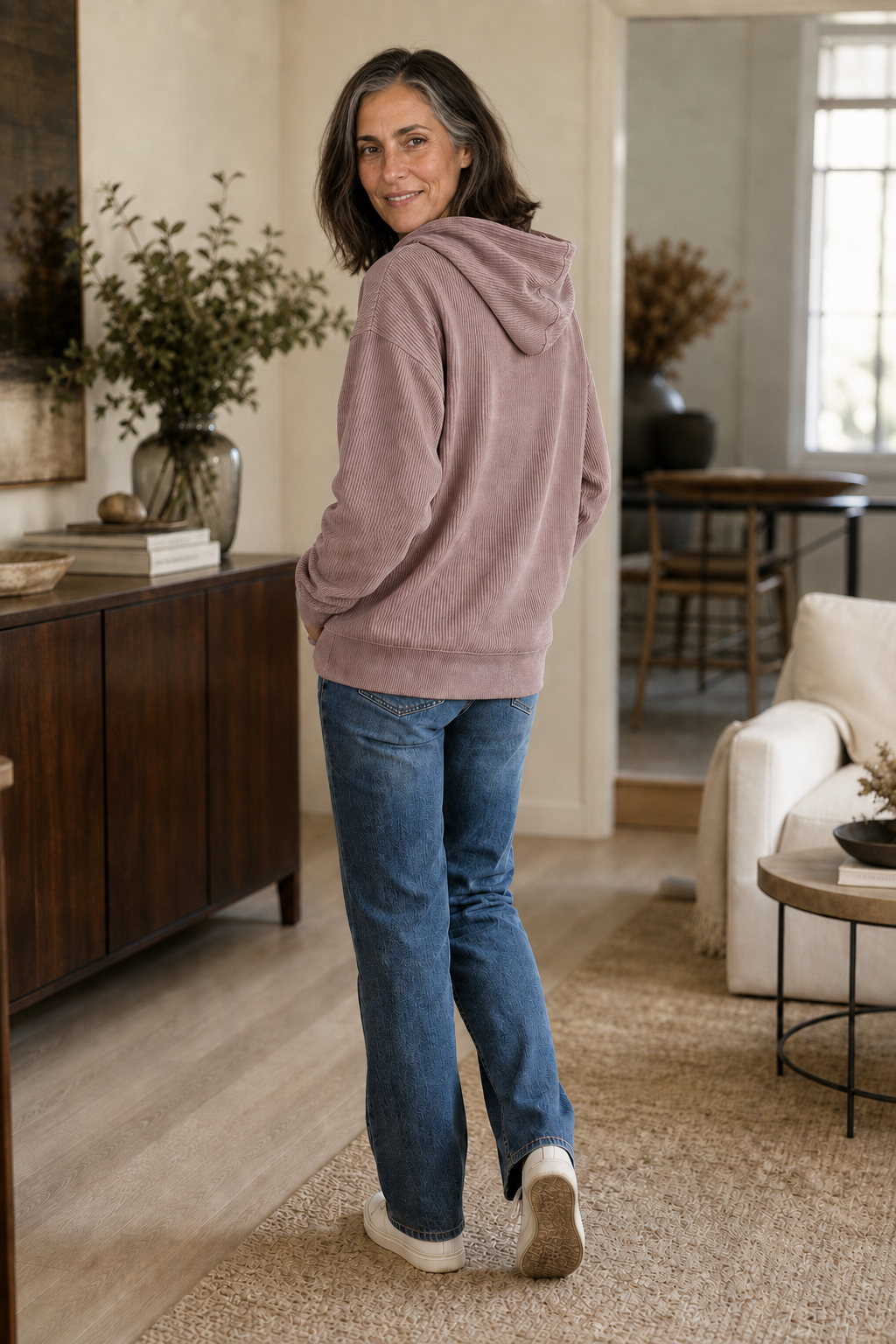 Corduvie – Ribbed Corduroy-Look Hoodie With Pockets