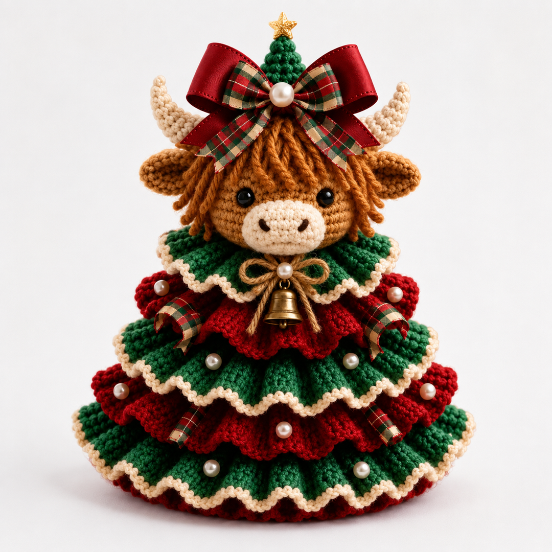 Cottagerow – Crochet Highland Cow Christmas Ornament Kit